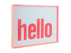 Present time - Wall art Hello large bright pink