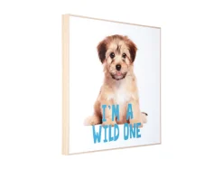 Present time - Wall art puppy I'm A Wild One blue
