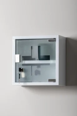 Present time - Wall cabinet Medicine small metal white