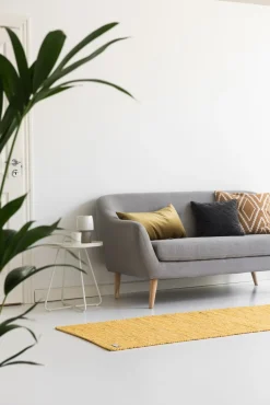 Rug Solid - Bomuldstæppe, gul - 75x300 cm.