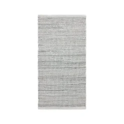 Rug Solid - Tæppe m. læder, light grey - 60x90 cm