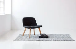 Rug Solid - Tæppe m. læder, light grey - 60x90 cm