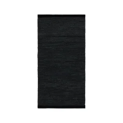 Rug Solid - Tæppe m. læder, sort - 65x135 cm