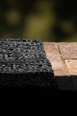 Rug Solid - Tæppe m. læder, sort - 65x135 cm