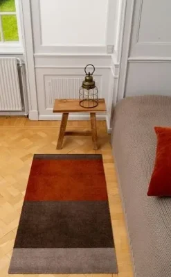 Tica Copenhagen - Smudsmåtte - Stripes Horizon - Sand/Brun/Terracota - 90x130 cm