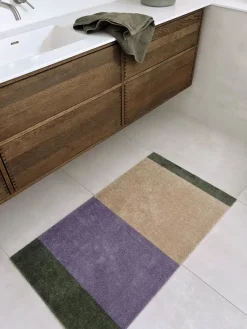 Tica Copenhagen - Smudsmåtte - Stripes Horizon - Lilla/Ivory/Grøn - 40x60 cm