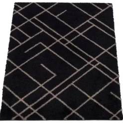 Tica Copenhagen - Smudsmåtte - Lines - Sort/Sand - 40x60 cm.
