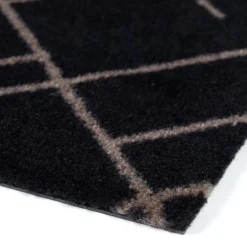 Tica Copenhagen - Smudsmåtte - Lines - Sort/Sand - 40x60 cm.