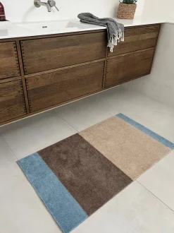 Tica Copenhagen - Smudsmåtte - Stripes Horizon - Lyseblå/Ivory/Sand - 67x120 cm