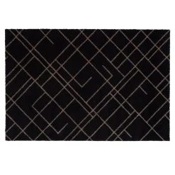 Tica Copenhagen - Smudsmåtte - Lines - Sort/Sand - 60x90 cm.