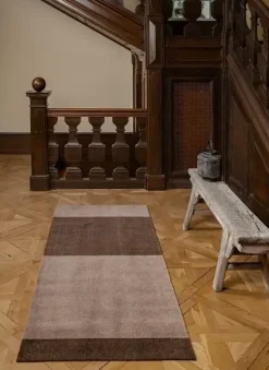 Tica Copenhagen - Smudsmåtte - Stripes Horizon - Sand/Brun - 90x200 cm