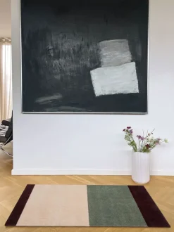 Tica Copenhagen - Smudsmåtte - Stripes Horizon - Grøn/Ivory/Bordeaux- 40x60 cm