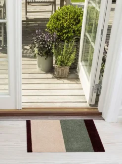 Tica Copenhagen - Smudsmåtte - Stripes Horizon - Grøn/Ivory/Bordeaux- 40x60 cm