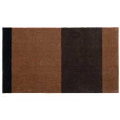 Tica Copenhagen - Smudsmåtte - Stripes Horizon - Cognac/Dark Brown/Black - 60x90 cm