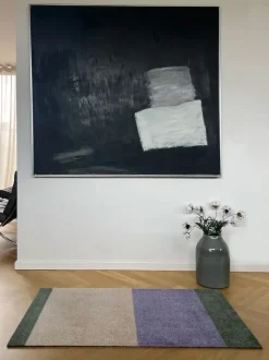 Tica Copenhagen - Smudsmåtte - Stripes Horizon - Lilla/Ivory/Grøn - 60x90 cm