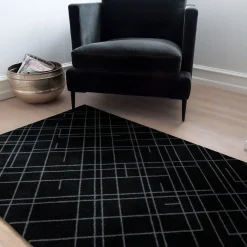 Tica Copenhagen - Smudsmåtte - Lines - Sort/grå - 90x130 cm