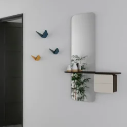 Umage - Entrespejl - One More Look - Hvid med mørk Eg - Pearl white/dark oak