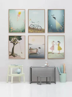 VISSEVASSE - Plakat - Bike With A Flag - 50x70 cm