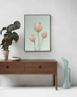 VISSEVASSE - Tulipaner plakat, mint - 30x40 cm